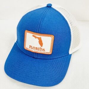The State Company Florida Square‎ Patch Trucker Hat Cap Adjustable Royal Blue